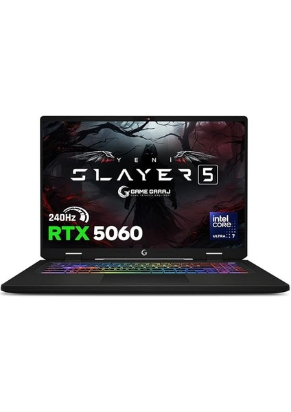 Garaj Slayer5 7XL-5060 C2 Intel Ultra 7 255HX 32GB Ram 1tb SSD RTX5060 17" 240Hz Qhd+ IPS Freedos Gaming Laptop