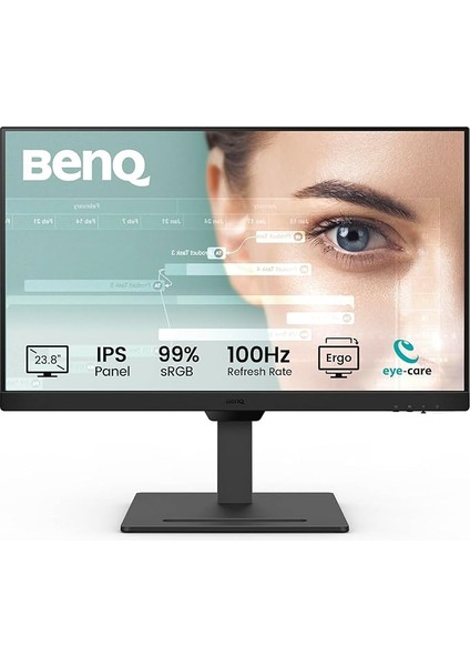 GW2490T 23.8'' Full Hd IPS Monitör, 100Hz, Hdmı+Displayport, Eye-Care, Düşük Mavi Işık, Flicker-Free, Ergonomik Stand, Pivot Özellikli Ofis Monitörü