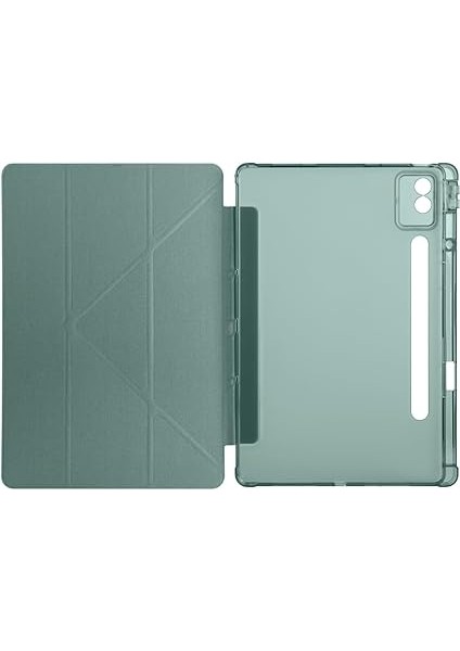 Lenovo Idea Tab 7 Pro 12.7 TB-373FU Kılıf Silikon Standlı Kalem Bölmeli Kılıf Koyu Yeşil fiyatları