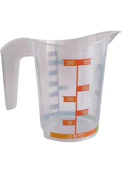 Ölçü Kabı 300 ml Plastik Kulplu Beher Renkli Skala