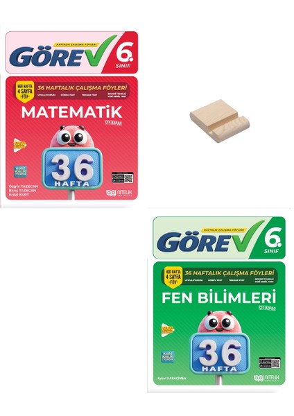 Nitelik 6. Sınıf Matematik ve Fen Bilimleri 36 Haftalık Görev Föyleri + Telefon Standı