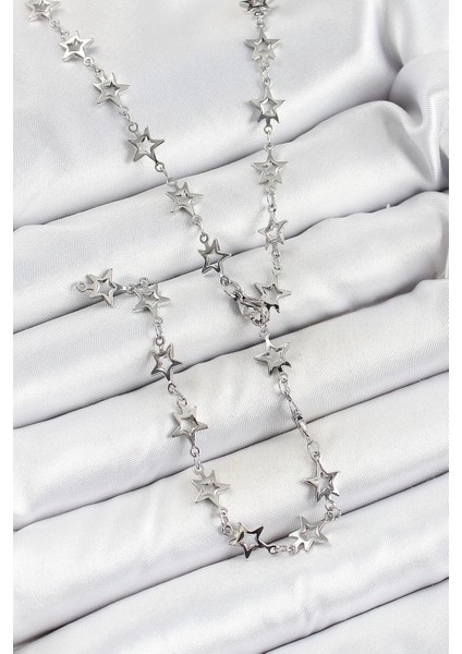 Pirinç Gümüş Renk Yıldızlı Kadın Y Kolye fiyatları