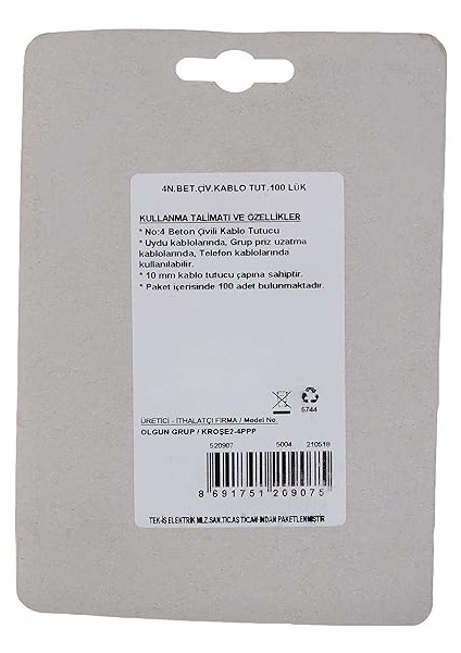 Beton Çivili Kablo Tutucu, Kroşe No 4 100 Adet fırsatları