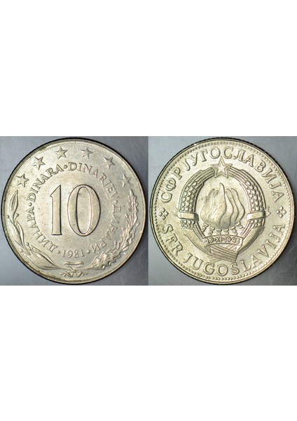 Yugoslavya 10 Dinar 1981. Büyük Boy 30 Mm. Çilaltı(-)
