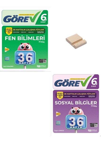 Nitelik 6. Sınıf Fen Bilimleri ve Sosyal Bilgiler 36 Haftalık Görev Föyleri + Telefon Standı