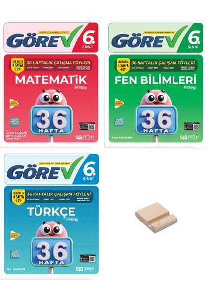 Nitelik 6. Sınıf Matematik Fen ve Türkçe 36 Haftalık Görev Föyleri 3lü Set