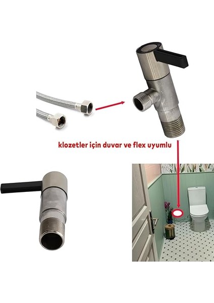 Ara Musluk Metal Aç Kapa Vanalı Metal Taharet Musluğu Sağlam Wc Klozet Flex Bağlantı Aparat modelleri