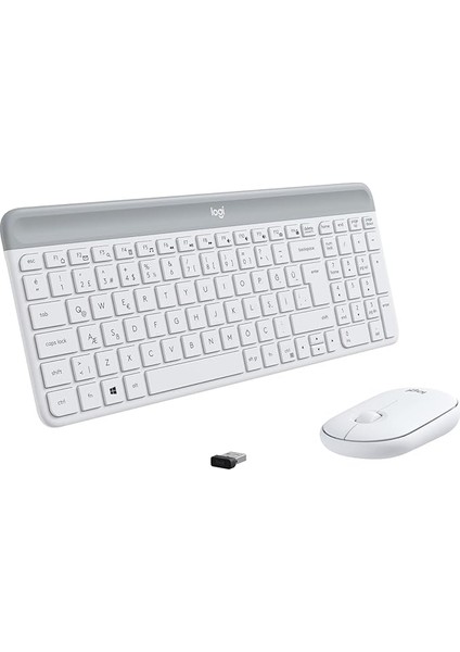 MK470 Slim Combo Kablosuz Klavye Mouse Seti, 12 Fn Kısayolu ile Kompakt Klavye, Sağ ve Sol Elle Kullanılabilir, 10 M Kullanım Mesafesi, Sessiz, Türkçe Q Klavye, Beyaz