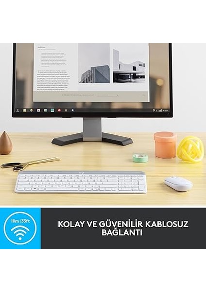 MK470 Slim Combo Kablosuz Klavye Mouse Seti, 12 Fn Kısayolu ile Kompakt Klavye, Sağ ve Sol Elle Kullanılabilir, 10 M Kullanım Mesafesi, Sessiz, Türkçe Q Klavye, Beyaz fırsatları