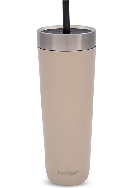 Unisex Adult No-Spill Tumbler Yalıtımlı Su Şişesi, Pipetli, Kahverengi, 720 ml