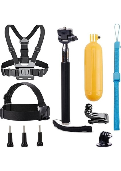 Evrensel Aksiyon Kamerası Aksesuarları Paket Kafası Göğüs Kayışı Montajı/selfie Çubuğu/yüzer El Kavraması Dragon Touch/akaso EK7000 Brave 4 5 6 7 Le V50X/GOPRO Hero 11 10 9 8 7 ile Uyumlu