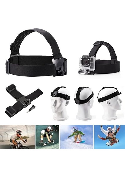 Evrensel Aksiyon Kamerası Aksesuarları Paket Kafası Göğüs Kayışı Montajı/selfie Çubuğu/yüzer El Kavraması Dragon Touch/akaso EK7000 Brave 4 5 6 7 Le V50X/GOPRO Hero 11 10 9 8 7 ile Uyumlu modelleri