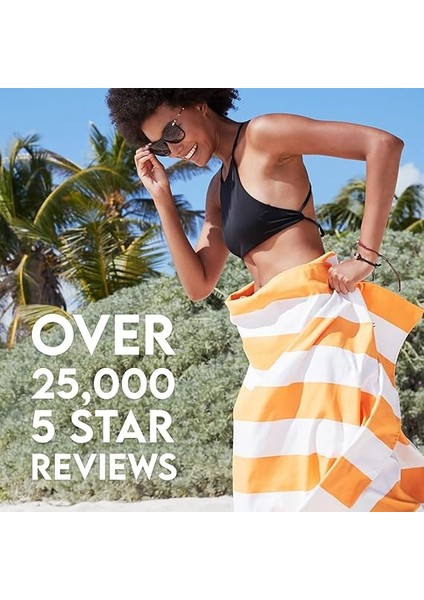 &amp; Bay Plaj Havlusu - Hızlı Kuruma, Kumsuz - Kompakt, Hafif - %100 Geri Dönüştürülmüş - Çanta Içerir - Cabana - Ipanema Turuncu - Büyük (160X90CM, 63X35) modelleri