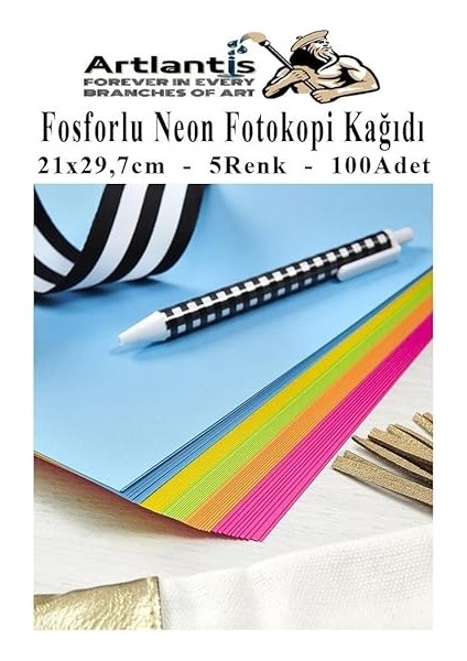 Neon Fosforlu Renkli A4 Fotokopi Kağıdı 100 Lü 1 Paket 100 Adet Fosforlu 5 Renk Parlak Canlı Renkler Fotokopi Kağıdı modelleri