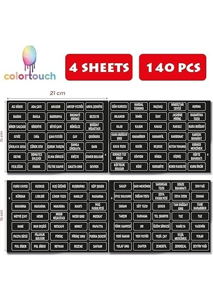 Baharatlık Etiketleri - Kendinden Yapışkanlı - 140 Adet Çıkartma Baharat Etiketleri - Suya Dayanıklı - Siyah Baharat Kutuları Etiketleri indirimleri