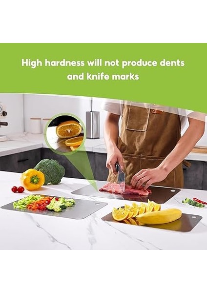 Paslanmaz Çelik Kesme Tahtası Mutfak Piknik Için Inox 304 Kalite Antibakteriyel Küf Tutmaz Sunumluk Kolaytemizlenir Tepsiet Sebze Meyve Doğrama Tahtası Lüks Kesme Matı 24 * 15CM modelleri