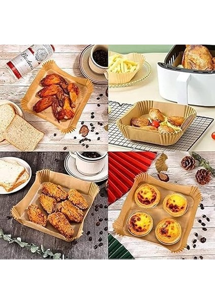 Home Airfryer Pişirme Kağıdı,xl-Xxl Büyük Boy, Kare, 50 Adet Hava Fritöz Parşömen Fırın Kağıdı Tek Kullanımlık Kağıt Fırın Fritöz Pişirme Kızartma Tavası Için Uygun 20CM fırsatları