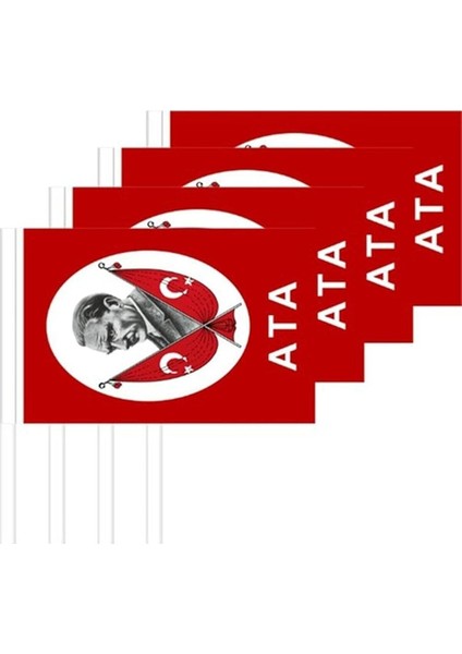 Adet Sopalı Atatürklü Türk Bayrağı 13 x 20 cm