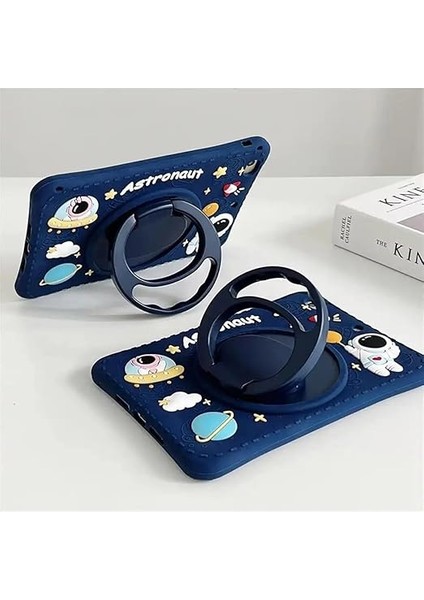 Astronot Kılıf Silikon Standlı Darbe Korumalı Eğlenceli Çocuk Kılıf 10.5 Inç Lacivert Samsung Galaxy Tab A8 2021 X200 X205 ile Uyumlu Ürün fırsatları