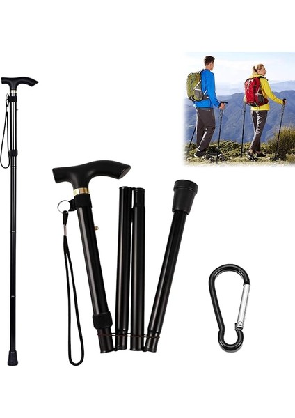 Erkek Bastonu, Katlanabilir Alüminyum Baston, Taşınabilir Baston, Yürüyüş Batonu, Katlanabilir Baston, Alüminyum Alaşım Yürüyüş Batonu, Hafif ve Taşınabilir, Dağcılık, Yürüyüş Için