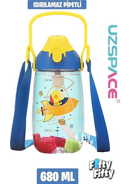 Pipetli 680 ml Boyun Askılı Tritan Çocuk Su Matarası -Kutulu- FFUZ2202680 fiyatları