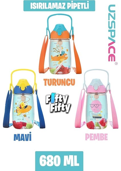 Pipetli 680 ml Boyun Askılı Tritan Çocuk Su Matarası -Kutulu- FFUZ2202680 indirimleri