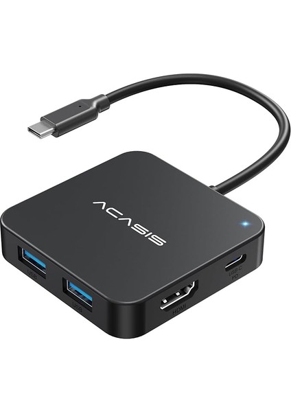 USB Hub, USB C Hub, USB Hub 3.0, 4K Hdmı, Pd 100W, 3 USB A 3.0 Portu, 1 Type-C 3.0 Portu, USB Dağıtıcı Adaptör, Macbook, Mac Mini, Surface Pro, Xps, Dizüstü Bilgisayar ve USB C Cihazları Için (0,5 Ft)