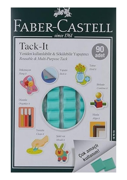 Tack-It Yeşil, 50 Gr, 90 Parça, Yeniden Kullanılabilir Hamur Yapıştırıcı, Sökülebilir ve Iz Bırakmaz fırsatları