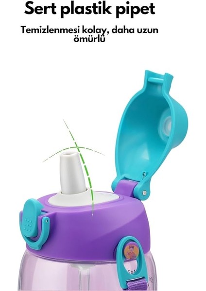 Büyük Boy 700ML Kılıflı Askılı Pipetli/pipetsiz Iki Ayrı Kapaklı Tritan Çocuk Matarası (Smart Baby (Kırmızı-Yeşil)) modelleri