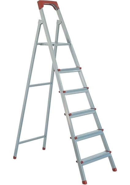 Zigana Ev Tipi Profesyonel Alüminyum Profil Merdiven, Basamaklı, Gümüş Gri, 150 kg Taşıma Kapasiteli, Kaymaz Ayaklı, (5+1)