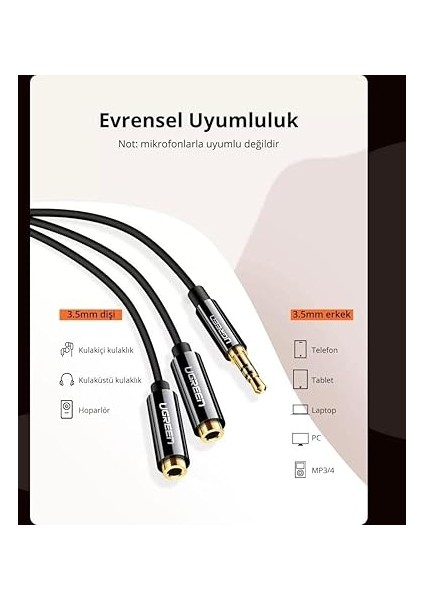 3.5mm 2'li Aux Kulaklık Çoklayıcı, Siyah fırsatları