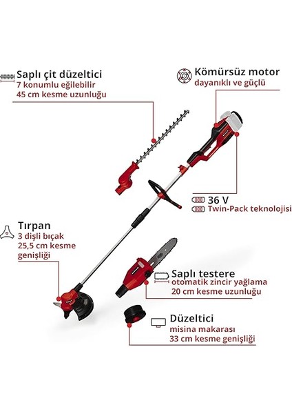 Akülü Çok Fonksiyonlu Budama Ge-Lm 36/4in1 Li-Solo Power X-Change (Lityum-Iyon, 4'ü 1 Arada Çit Budama Makinesi, Akü ve Şarj Cihazı Dahil Değildir) - 3410901 modelleri