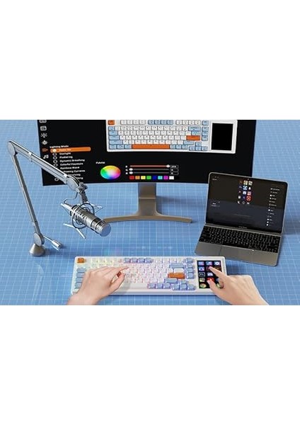 Ajazz AKP815%75 Low Profile Mekanik Klavye, 4.33'' LED Dokunmatik Ekranlı, Programlanabilir Rgb Gasket Kablolu Klavye, 16 Tuşlu Özel Masa Kontrolcüsü (Beyaz Mavi - Brown Switch) fırsatları