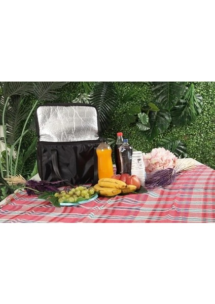 Sıcak Soğuk Tutucu Çanta Termal Kamp Piknik Plajda Paket Servis Çantası Ölçüleri : 40 * 25 * 20 (Siyah)