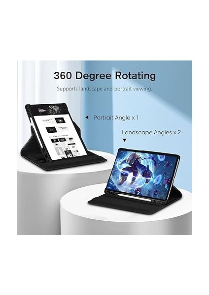 Samsung Galaxy Tablet Kılıfı Yatay ve Dikey Standlı 360 Derece Döner Tablet Kılıfı (Siyah, Galaxy Tab S9 Fe Plus) fiyatları
