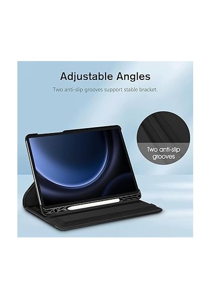 Samsung Galaxy Tablet Kılıfı Yatay ve Dikey Standlı 360 Derece Döner Tablet Kılıfı (Siyah, Galaxy Tab S9 Fe Plus) modelleri