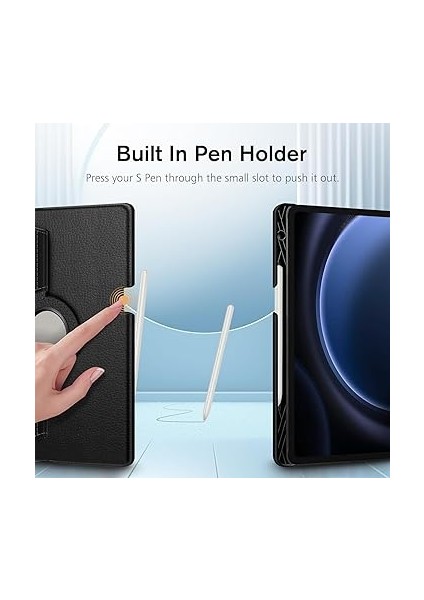Samsung Galaxy Tablet Kılıfı Yatay ve Dikey Standlı 360 Derece Döner Tablet Kılıfı (Siyah, Galaxy Tab S9 Fe Plus) indirimleri