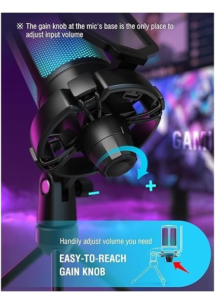 Ampligame A6V Yayıncı - Oyuncu - Gamer - Podcast - Youtuber Rgb USB Mikrofon (Siyah) indirimleri