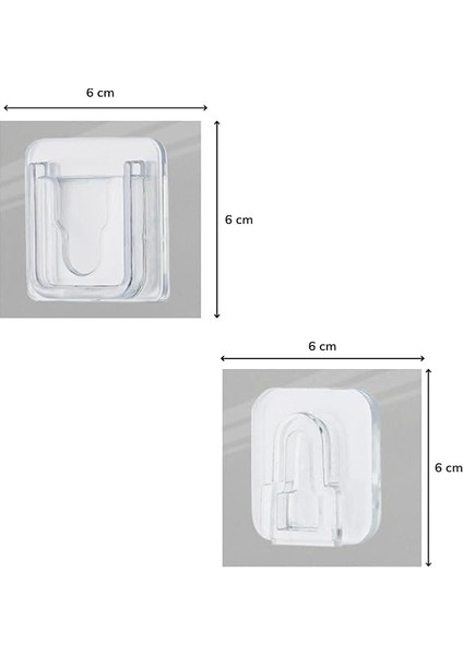 Eşya Sabitleme Askısı 10 Adet Şeffaf Çift Taraflı Yapışkanlı Geçmeli Klips indirimleri