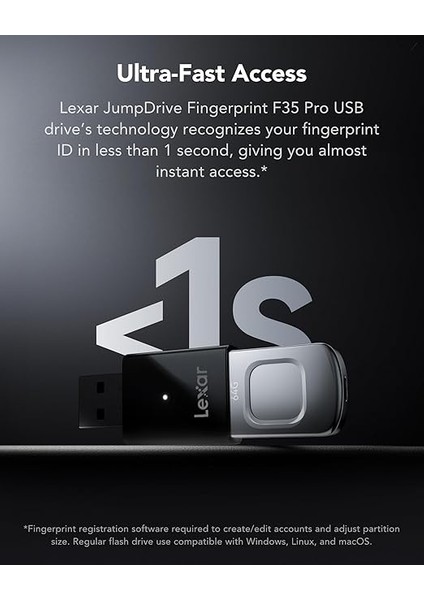 Jumpdrive Fingerprint F35 Pro 64 GB USB 3.0 Flash Sürücü, 300 Mb/s'ye Kadar OKUMA/150 Mb/s Yazma, USB Bellek, 10 Parmak Izi Kimliğine Izin Verilir, Bellek Çubuğu, Pc/laptop (LJDF35P064G-RNBNG) indirimleri