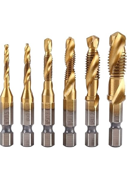 Kılavuz Pafta Seti, 6 Adet Diş Kılavuz, M3-M10 Kaplamalı Hss Matkap ve Kılavuz Uçları 1/4 Altıgen Şaft, Çeşitli Diş Açmak Için