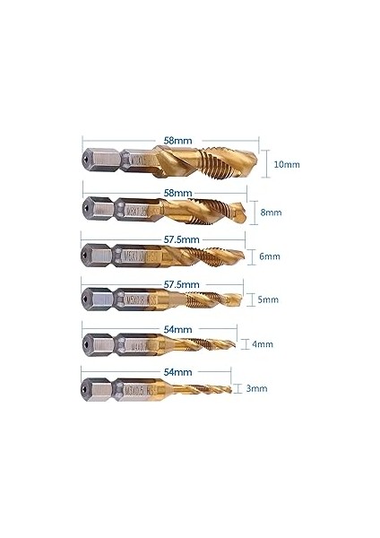 Kılavuz Pafta Seti, 6 Adet Diş Kılavuz, M3-M10 Kaplamalı Hss Matkap ve Kılavuz Uçları 1/4 Altıgen Şaft, Çeşitli Diş Açmak Için fırsatları