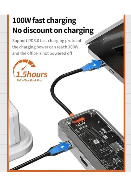 MT55 Mac ile Uyumlu Thunderbolt 3 Type-C USB Adaptör Hub 8in1 4K HDMI RJ45 100MBPS Sd Kart Okuyucu 100W Pd Telefon Hızlı Şarj Aleti indirimleri