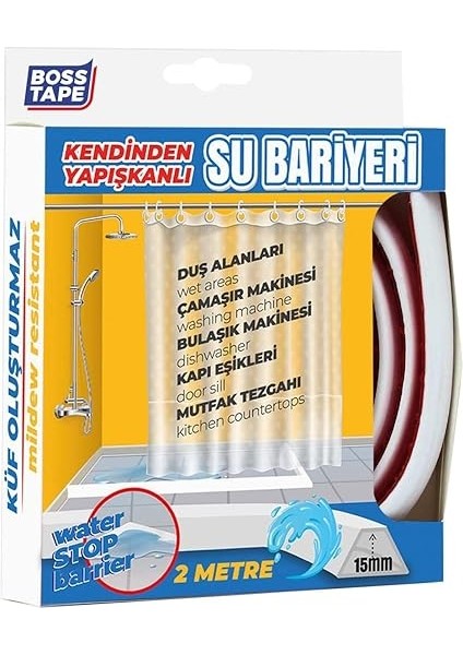 Tape Duş, Kapı Eşiği, Mutfak Tezgahı Etrafı Su Kesici Bariyer - 2 Metre fiyatları