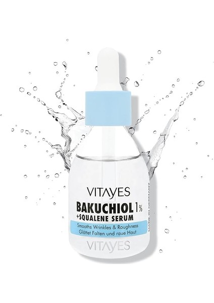 Retinol Alternatifi Bakuchiol%1 ve Squalene Cilt Serumu, Kırışıklık Karşıtı, Cilt Onarıcı, Sıkılaştırıcı, Hücre Yenileyici, Vegan, Gündüz ve Gece Serumu, 30 ml