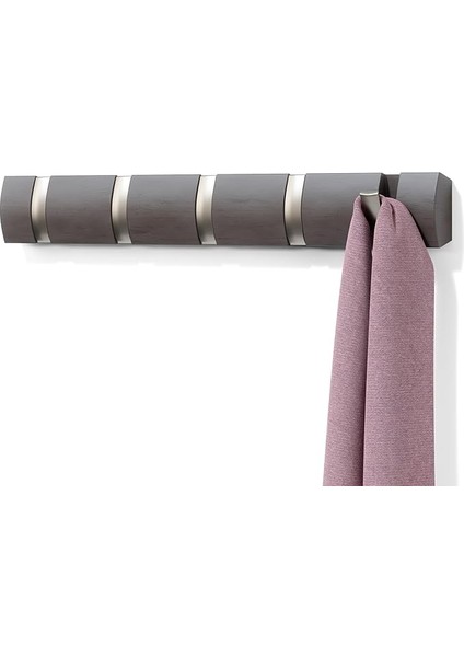 Flip 5 Puan Askısı, Modern, Sade ve Yerden Tasarruf Sağlayan Kayıtlar Sunar, Ceketler, Manto, Şallar, El Çantaları ve Daha Fazlası Için 5 Hareketli Kancalı, Ahşap/nikel