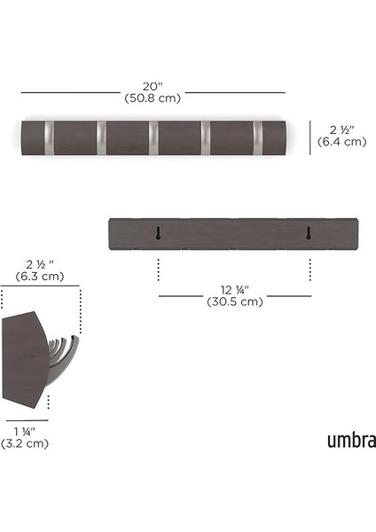 Flip 5 Puan Askısı, Modern, Sade ve Yerden Tasarruf Sağlayan Kayıtlar Sunar, Ceketler, Manto, Şallar, El Çantaları ve Daha Fazlası Için 5 Hareketli Kancalı, Ahşap/nikel modelleri
