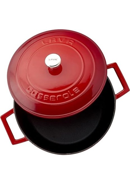 Metal Döküm Yuvarlak Tencere, 24 Cm, Kırmızı modelleri