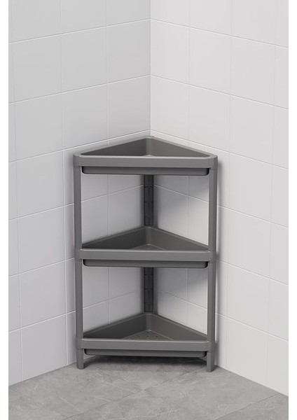 Life 3 Katlı Üçgen Plastik Gri Banyo Mutfak Rafı MIT1061 fırsatları