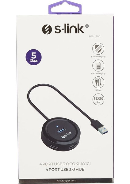 SW-U300 4 Port USB 3.0 Gri USB Hub